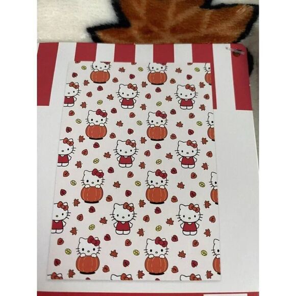 Hello Kitty Autumn Fall Leaves Pumpkins White Soft Throw Blanket 50 x 70” NEW - Picture 5 of 12